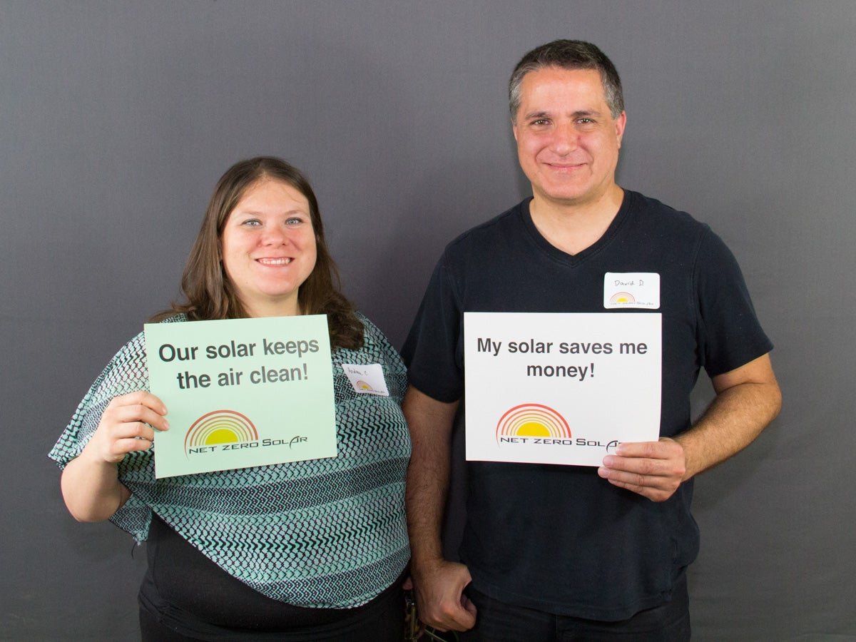 Andrea和David在2015年7月选择了Net Zero Solar来安装他们的太阳能电力系统!